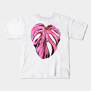 Monstera Ivory Pink Variegated Kids T-Shirt